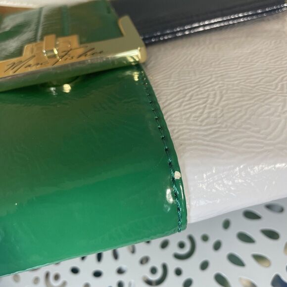 Designer Marc Fisher Handbag Croco Clutch Handbag Purse Green Blue White - Picture 5 of 9